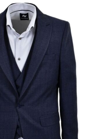 Erkek Hasır Silim Fit Takım Elbise BGL-ST03496 LACİVERT - 46