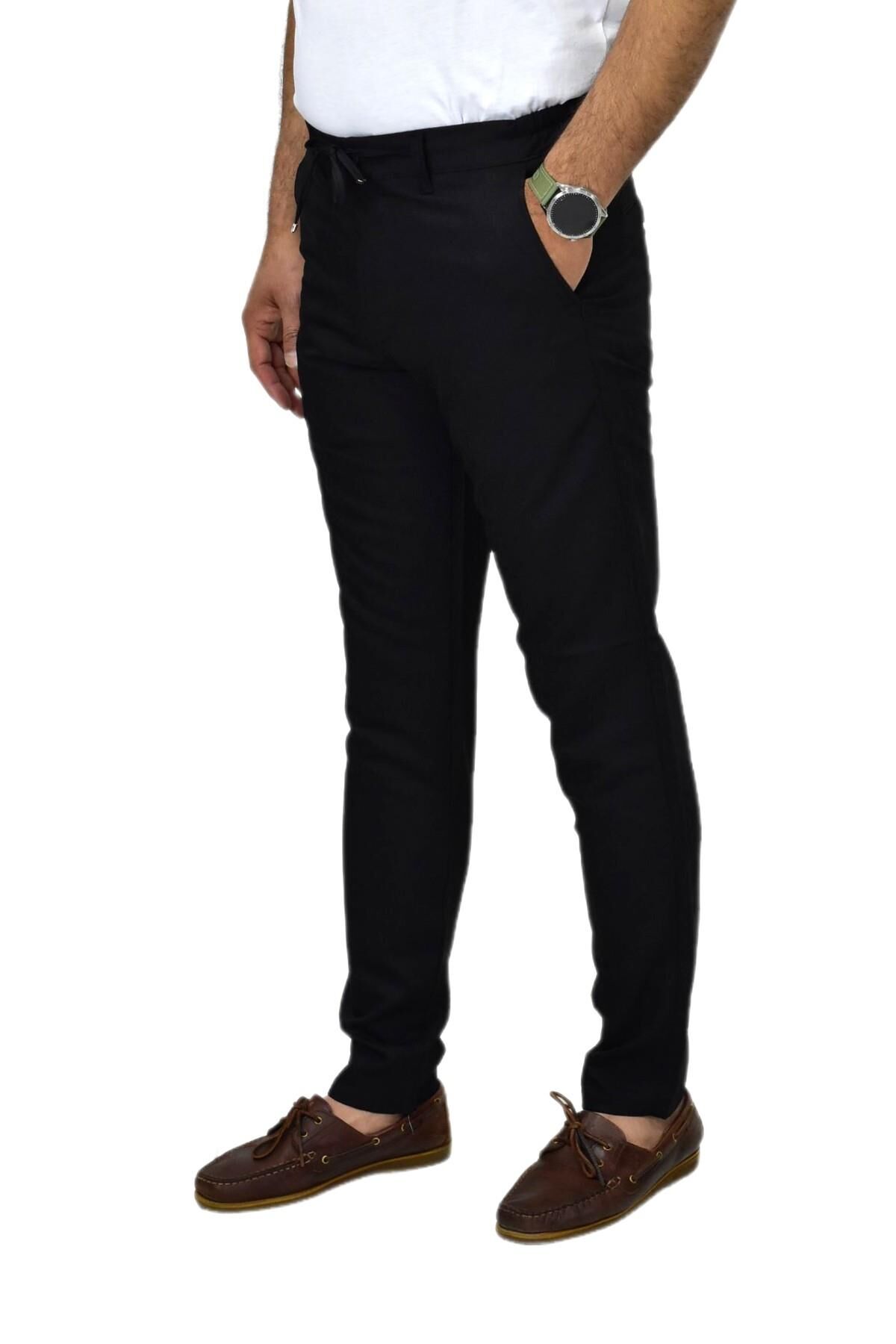 Erkek Jogger Silim Fit Kumaş Pantolon P1023 BGL-ST04504 SİYAH - 32