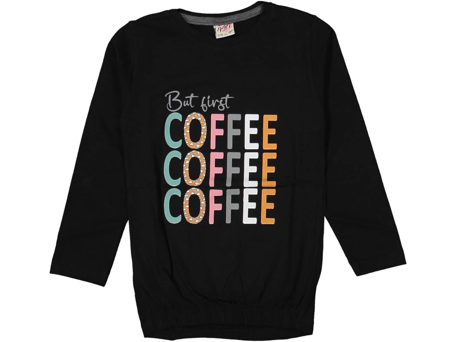 Kız Çocuk Mevsimlik Coffe Baskılı Sweatshirt BGL-ST03647 SİYAH - 14 YAŞ
