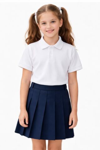 Erkek Kız Çocuk Polo Yaka Kısa Kollu Tişört BGL-ST05505 BEYAZ - 9 YAŞ