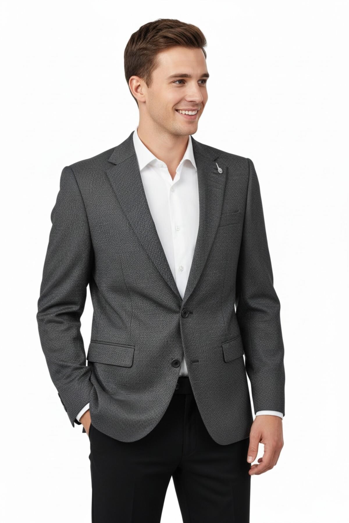 Erkek Tek Spor Ceket Çift Yırtmaçlı BGL-ST04982 GRİ - 50