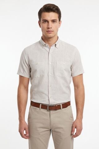 Erkek Çift Cepli % 100 Cotton Kısa Kol Gömlek BGL-ST05647