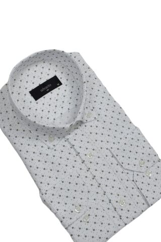 Erkek Puantiyeli Klasik Uzun Kol Gömlek BGL-ST02991 HAKİ - XL