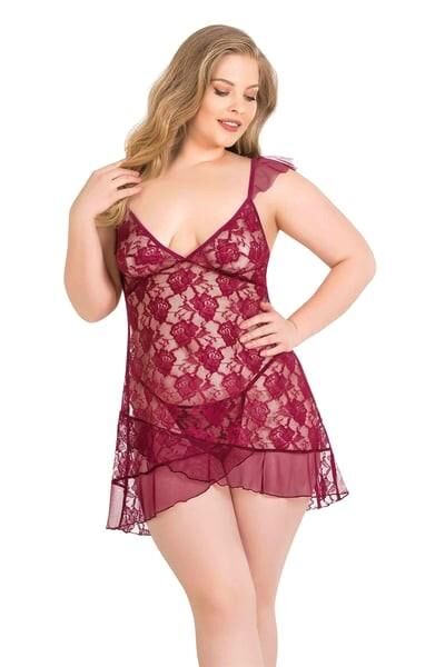 Kadın Fantezi İç Giyim 3035 BGL-ST04354 BORDO - 4XL