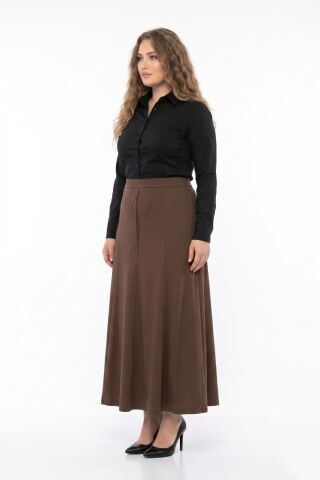 Kadın Kumaş Etek Lastikli Kemer Balık Model BGL-ST05512 A.KAHVE - 46