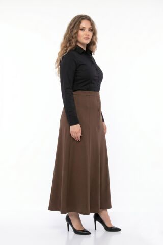 Kadın Kumaş Etek Lastikli Kemer Balık Model BGL-ST05512 A.KAHVE - 46
