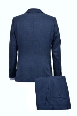 Erkek Hasır Silim Fit Takım Elbise BGL-ST03496 MAVİ - 46