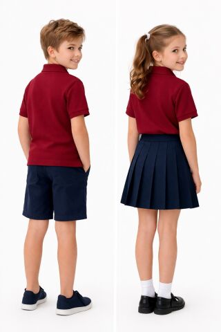 Erkek Kız Çocuk Polo Yaka Kısa Kollu Tişört BGL-ST05505 BORDO - 6 YAŞ