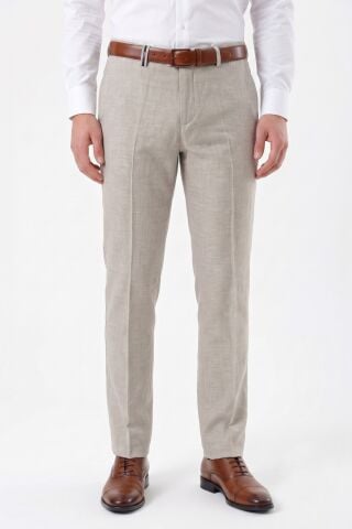 Erkek Regular Kalıp Pamuk Karışımlı Kumaş Pantolon 2010P BGL-ST05611 TAŞ - 50