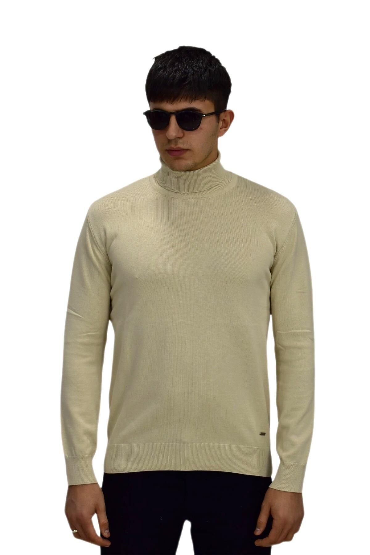 Erkek Spor Düz Balıkçı Yaka Kazak R21010 BGL-ST03179 TAŞ - M