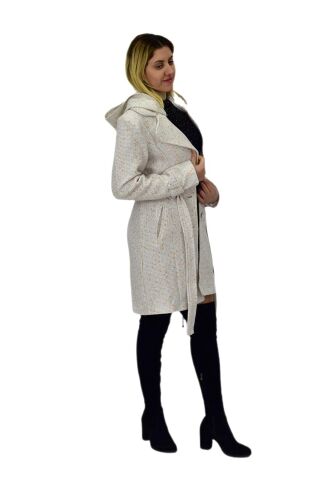 Kadın Pıtırcık Uzun Kaşe Kaban BGL-ST04122 KREM - 44