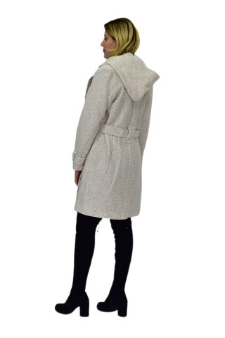 Kadın Pıtırcık Uzun Kaşe Kaban BGL-ST04122 KREM - 44