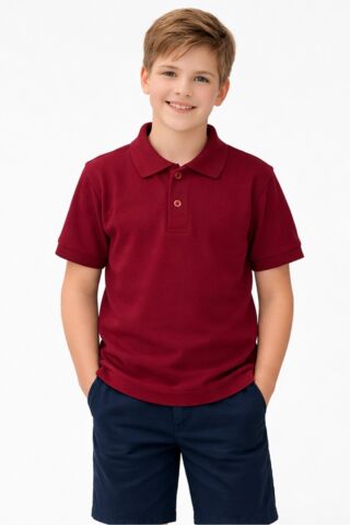 Erkek Kız Çocuk Polo Yaka Kısa Kollu Tişört BGL-ST05505 BORDO - 7 YAŞ