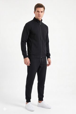Erkek Eşofman Takım 2 İplik Şardonsuz BGL-ST05412 SİYAH - 2XL