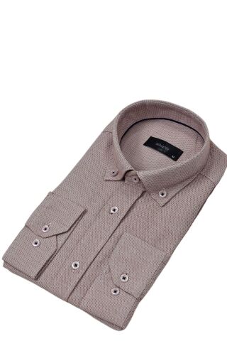 Erkek Klasik Tek Cepli Gömlek BGL-ST03903 KİREMİT - S