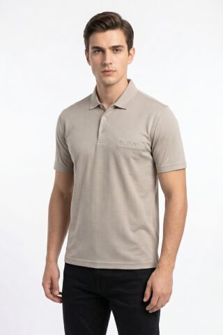 Erkek Polo Yaka Cepli Tişört 5107 BGL-ST04562 BEJ - M