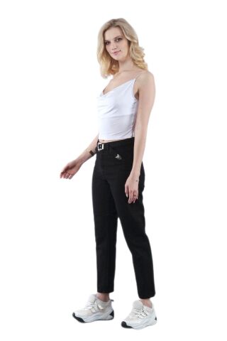 Kadın Siyah Mom Reaktif Kot Pantolon BGL-ST02252 SİYAH - 36