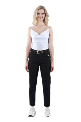 Kadın Siyah Mom Reaktif Kot Pantolon BGL-ST02252 SİYAH - 36