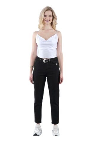 Kadın Siyah Mom Reaktif Kot Pantolon BGL-ST02252 SİYAH - 38