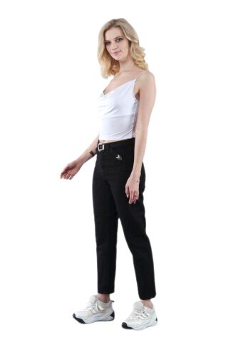 Kadın Siyah Mom Reaktif Kot Pantolon BGL-ST02252 SİYAH - 38