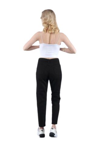 Kadın Siyah Mom Reaktif Kot Pantolon BGL-ST02252 SİYAH - 38