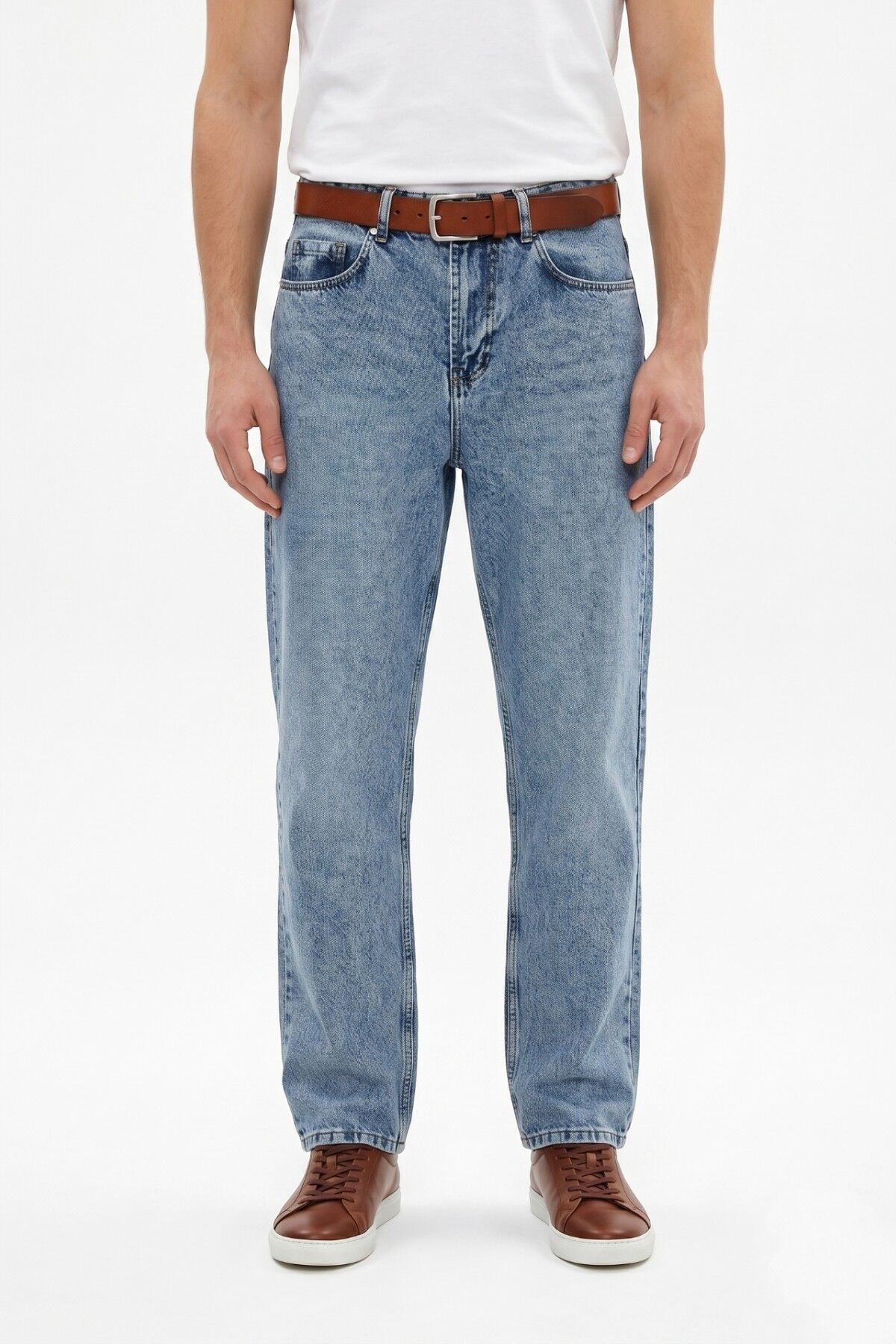 Erkek Baggy Jeans Pantolon BGL-ST05448 BUZ.MAVİ - 30