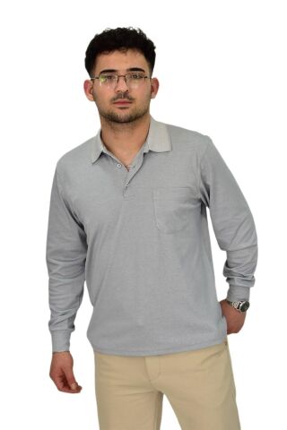 Erkek Mevsimlik Polo Yaka Sweatshirt 6830 BGL-ST04414 A.GRİ - XL