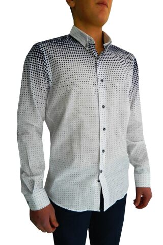 Erkek Silim Fit Puantiyeli Gömlek BGL-ST00992 MİNT-YEŞİLİ - S