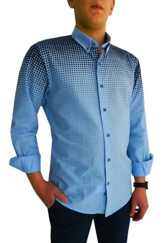 Erkek Silim Fit Puantiyeli Gömlek BGL-ST00992