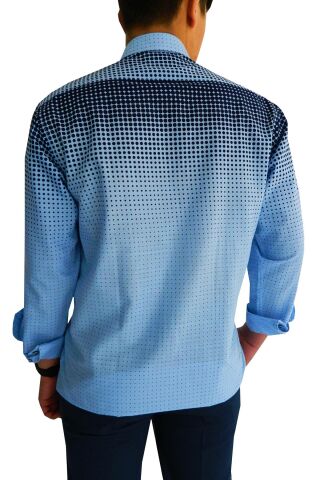 Erkek Silim Fit Puantiyeli Gömlek BGL-ST00992 MİNT-YEŞİLİ - S
