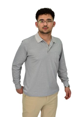Erkek Mevsimlik Polo Yaka Sweatshirt 6830 BGL-ST04414 A.GRİ - 2XL