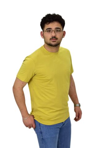 Erkek Sıfıryaka Düz Likra Süprem Tişört 4380 BGL-ST04528 SAFRAN - M