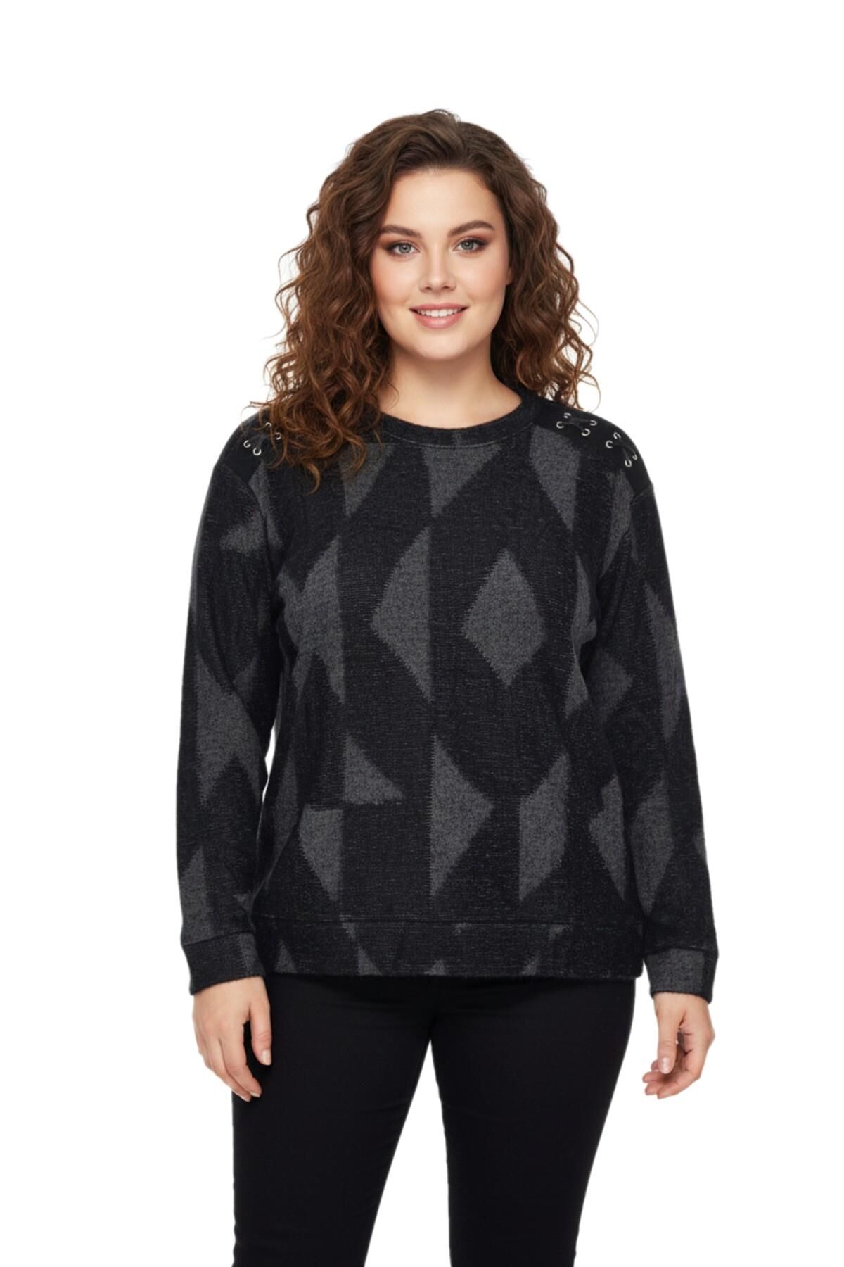 Kadın Sıfıryaka Sweatshirt  BGL-ST05113 SİYAH - M