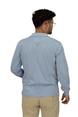 Erkek Mevsimlik Polo Yaka Sweatshirt 6830 BGL-ST04414 BUZ.MAVİ - L