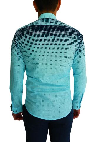 Erkek Silim Fit Puantiyeli Gömlek BGL-ST00992 MİNT-YEŞİLİ - S