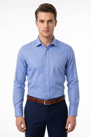 Erkek Slim Fitt Armürlü Uzun Kol Gömlek 2413 BGL-ST05504