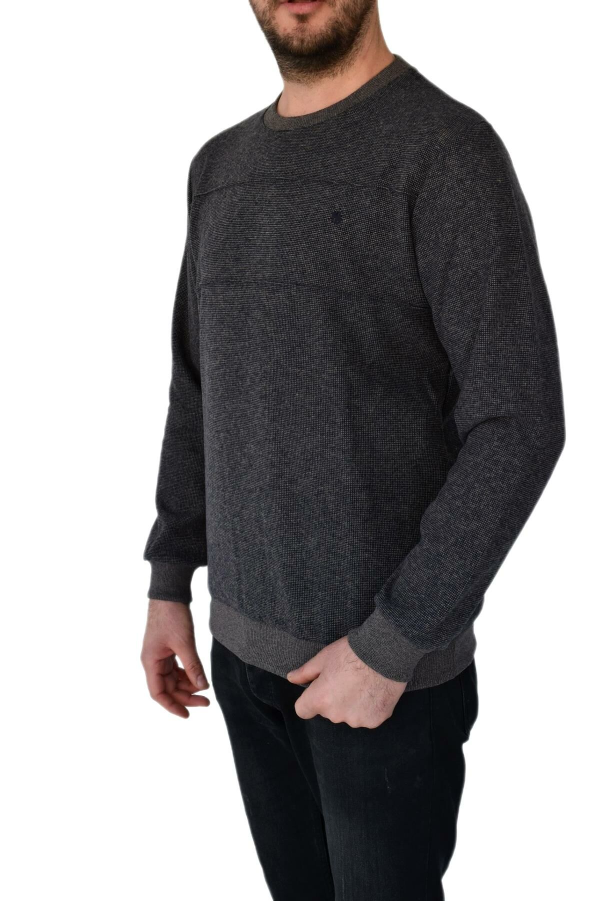 Erkek Büyük Beden Sıfır Yaka Sweatshirt 2245-BTL BGL-ST02357