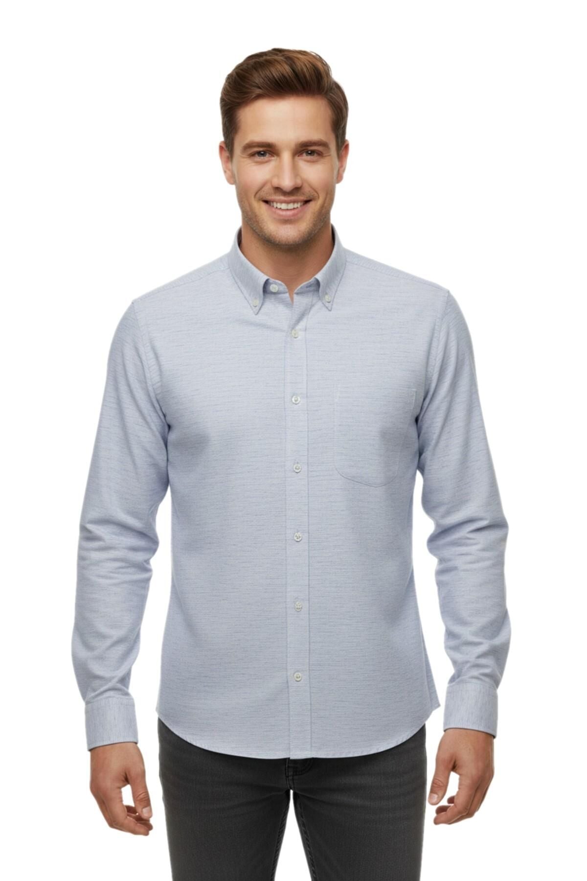Erkek Klasik Uzun Kol Tek Cepli Gömlek BGL-ST04821