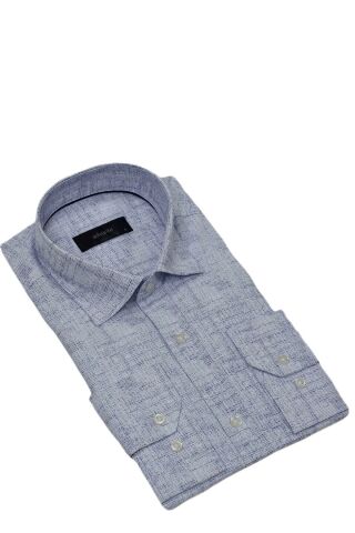 Erkek Klasik Puantiyeli Tek Cepli Gömlek BGL-ST03908