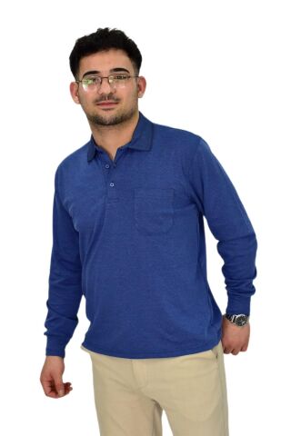 Erkek Mevsimlik Polo Yaka Sweatshirt 6830 BGL-ST04414 İNDİGO - L