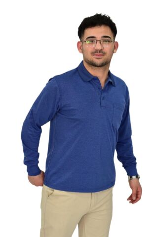 Erkek Mevsimlik Polo Yaka Sweatshirt 6830 BGL-ST04414 İNDİGO - L