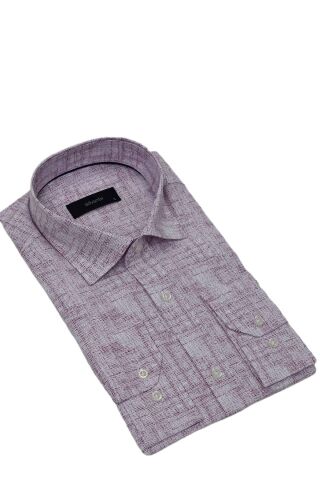 Erkek Klasik Puantiyeli Tek Cepli Gömlek BGL-ST03908 BORDO - M
