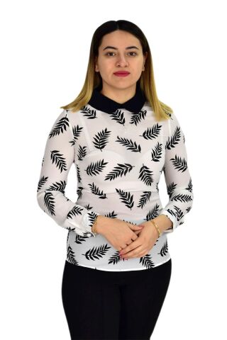 Kadın Krep Yaprak Bluz SM3018