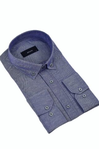 Erkek Klasik Tek Cepli Uzun Kol Gömlek BGL-ST04339 İNDİGO - 2XL