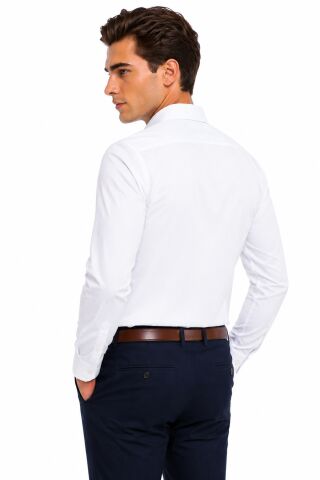Erkek Slim Fitt Uzun Kol Terikoton Gömlek 2100 BGL-ST05525 BEYAZ - XL