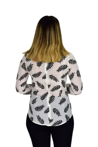 Kadın Krep Yaprak Bluz SM3018 KREM - 36