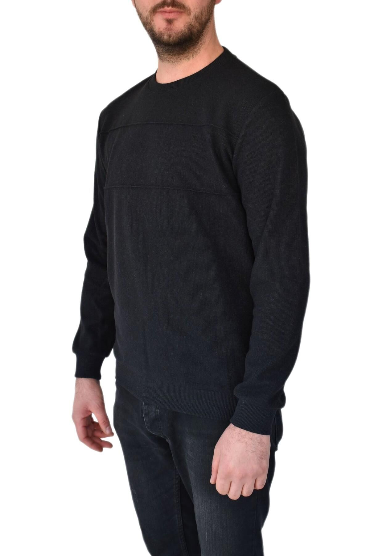 Erkek Büyük Beden Sıfır Yaka Sweatshirt 2245-BTL BGL-ST02357 SİYAH - 4XL