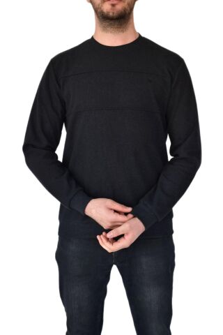 Erkek Büyük Beden Sıfır Yaka Sweatshirt 2245-BTL BGL-ST02357 SİYAH - 4XL