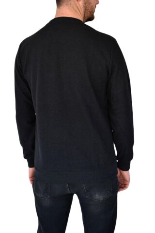 Erkek Büyük Beden Sıfır Yaka Sweatshirt 2245-BTL BGL-ST02357 SİYAH - 4XL