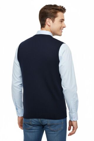 Erkek V Yaka Süveter Çelik Örgü Regular Kalıp 5209H BGL-ST04843 TAŞ - XL